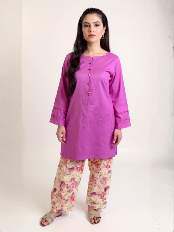 2-Pcs Purple Shirt with