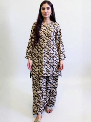 2-Pcs Floral Co-ord Set with Printed Loose Shirt & Shalwar