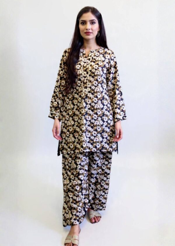 2-Pcs Floral Co-ord Set with Printed Loose Shirt & Shalwar