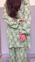 2-Pcs Mint Green Shirt with Printed Farshi Shalwar