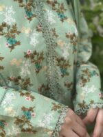 2-Pcs Mint Green Shirt with Printed Farshi Shalwar