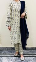 2-Pcs Printed Yellow & Blue Suit