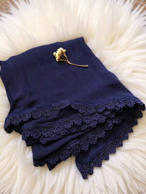 BLUE Chiffon Dupatta With Lace