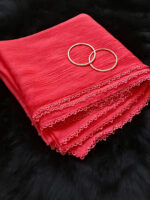 coral pink Chiffon Dupatta With Lace