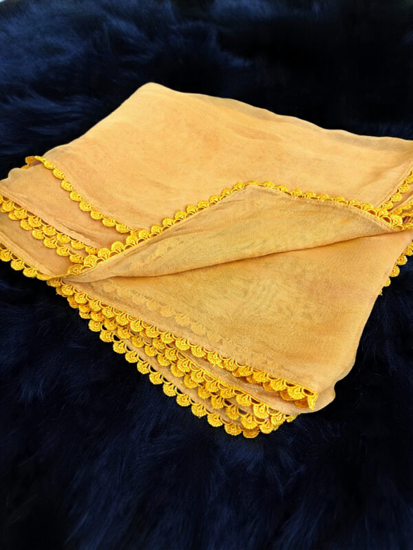 Yellow Chiffon Dupatta With Lace