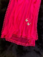 Deep Pink Chiffon Dupatta With Lace