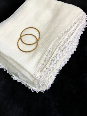 Half White Chiffon Dupatta With Lace