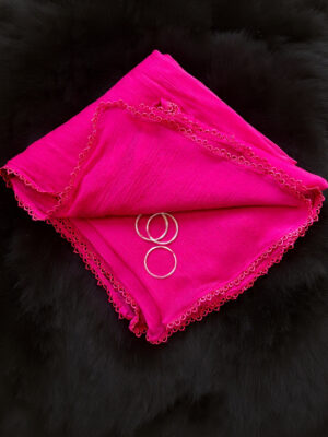 Fuchsia Pink Chiffon Dupatta With Lace