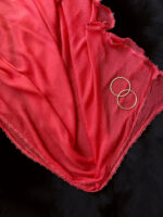 coral pink Chiffon Dupatta With Lace