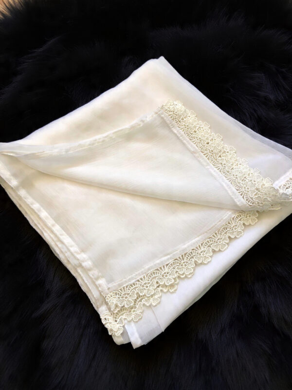 White Chiffon Dupatta With Lace