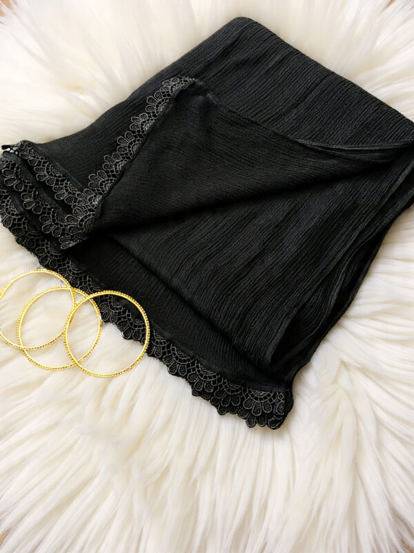 Black Chiffon Dupatta With Lace Color