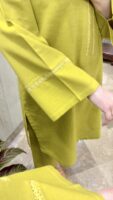 2-Pcs Lime Green Kurta with side pocket and Shalwar